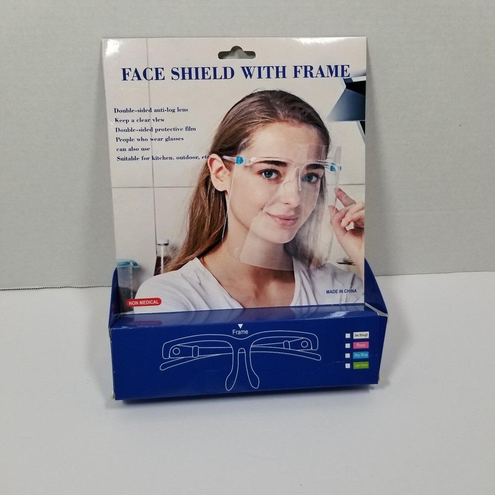🛍️4 for $20🛍️ Face Shield With Frame Double Protective Film Anti Fog Lens